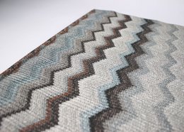 Tunk Runner Zigzag Pattern Blue Grey 150 cm in pelle sintetica