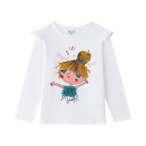 Langärmliges T-Shirt mit Rüschen und Tüllfransen