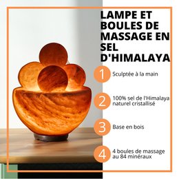 Himalaya-Salzkristalllampe – 4 Massagekugeln 2 kg – Naturmaterial – Geschenk- und Dekorationsidee