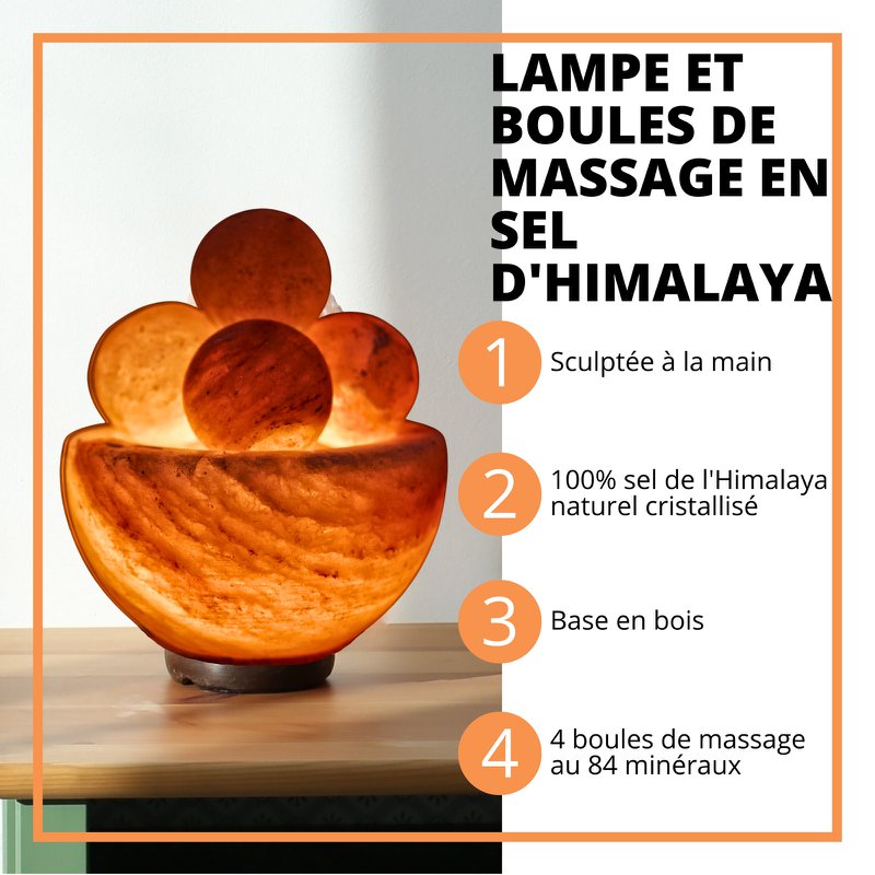 Himalaya-Salzkristalllampe – 4 Massagekugeln 2 kg – Naturmaterial – Geschenk- und Dekorationsidee
