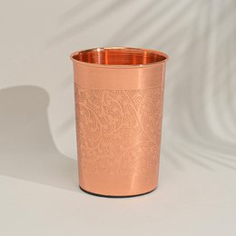 Puur koperen beker bloempatroon geheel – 300 ml (zware uitvoering)
