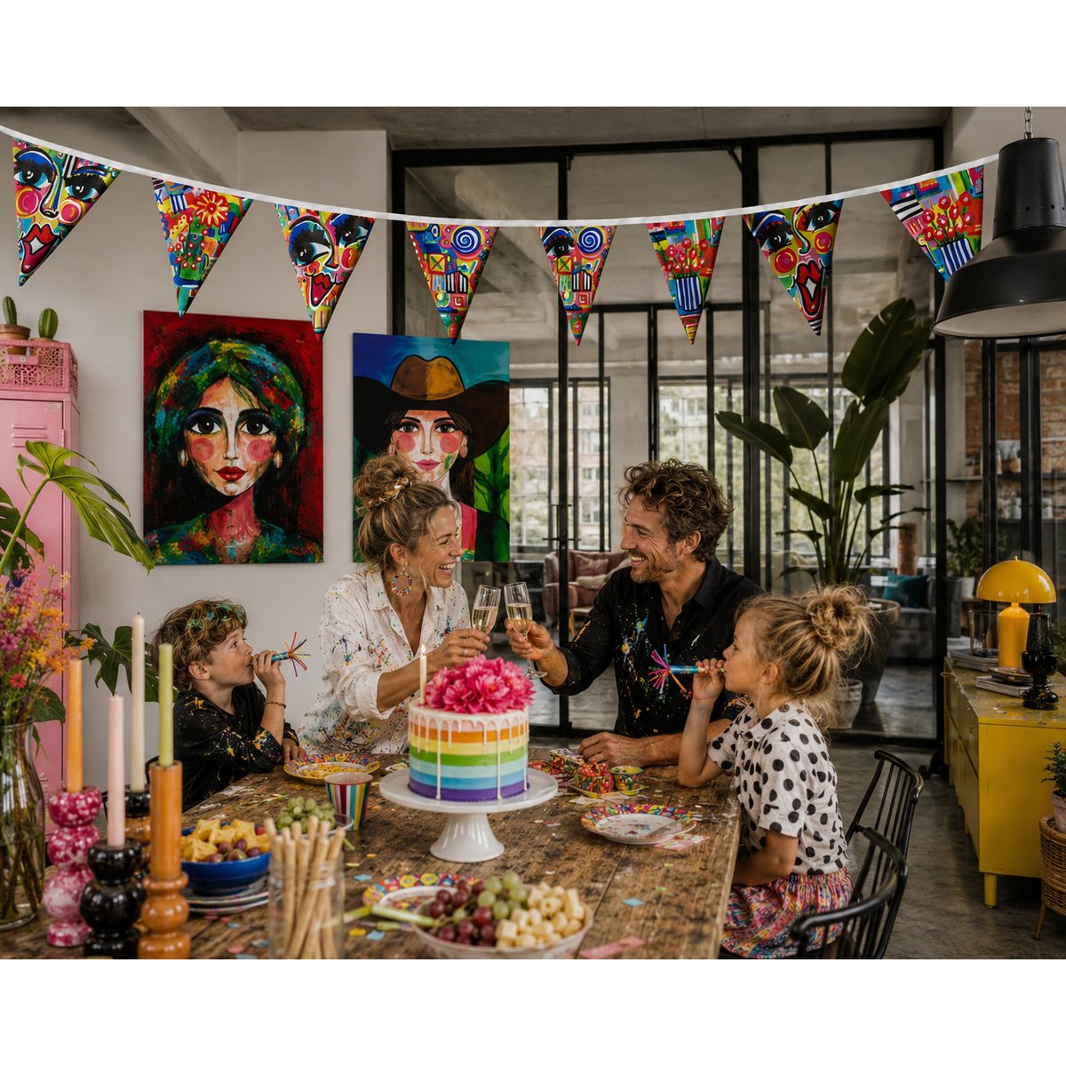 Puk Art® | Stoffen Slinger | Pop Art | Dubbelzijdig • 12 meter