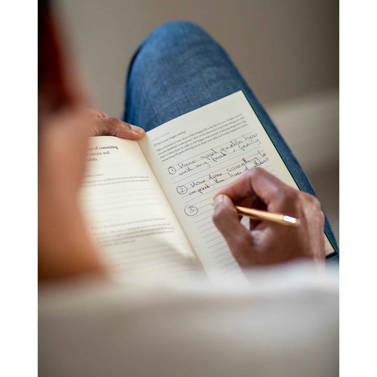 The Three Question Journal Green - Daily Guided Wellbeing