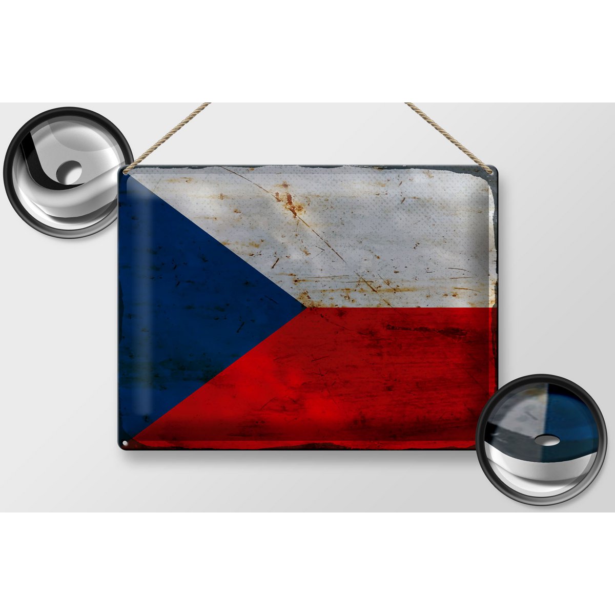 Tin Sign Flag Czech Republic 40x30cm Czech Republic Rust