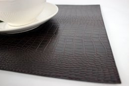 Tischset 6-er Set rechteckig Kroko dunkelbraun schwarz