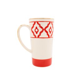 Taza de té modelo Vizsla de cerámica pintada a mano con motivo Vizsla, borde dorado y mango bañado en oro, 250 ml. Contenido de la taza disponible en rojo, verde y azul. Copiar
