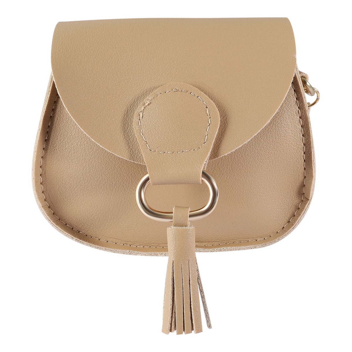 Minitasje met karabijnhaak, kunstleer, beige