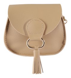 Minitasje met karabijnhaak, kunstleer, beige