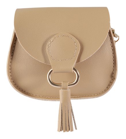Mini-Tasche mit Karabinerhaken, Lederimitat, beige