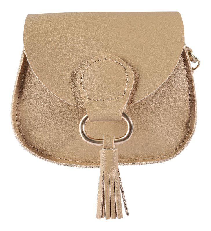 Minitasje met karabijnhaak, kunstleer, beige