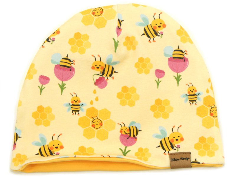 Kleine Könige Mütze Kinder Mädchen Beanie Modell Biene Honey Bee, gelb