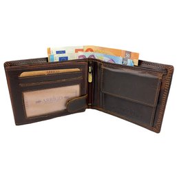 Wallet men's black rfid anti skim real leather