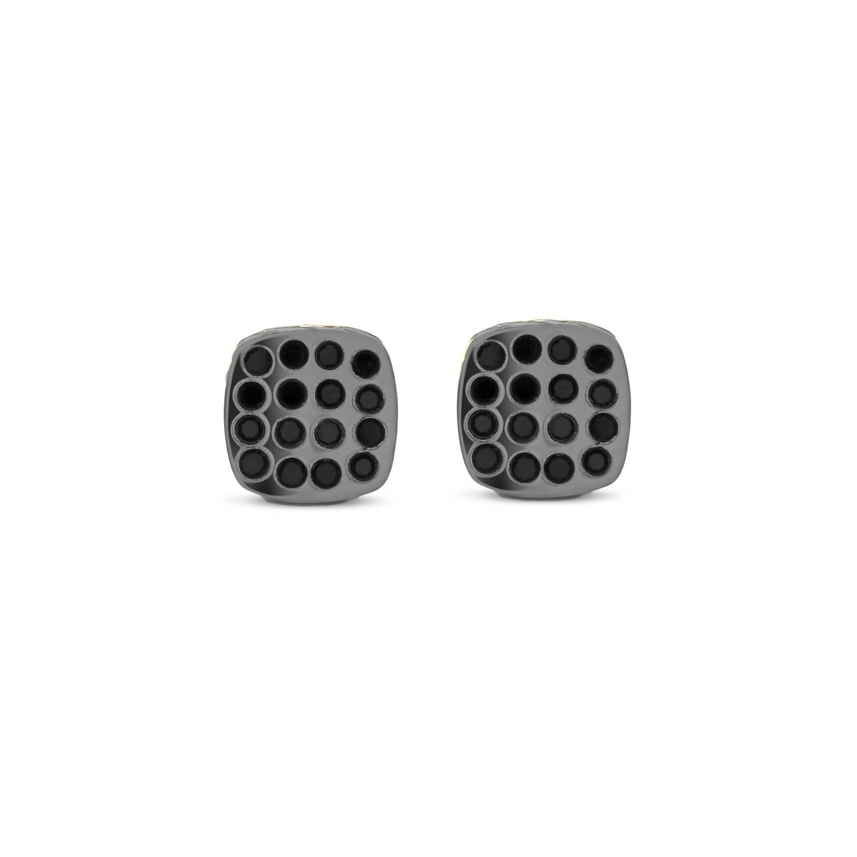 Frank 1967 7FE-0023 Stahl-Ohrstecker mit Zirkonia-Steinen 6 x 6 mm – Herren – Quadratisch – Schwarz – Vintage-Stahlfarbe