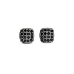 Frank 1967 7FE-0023 Pendientes de Acero con Piedras Circonitas 6x6mm - Hombre - Cuadrados - Negro - Color Acero Vintage