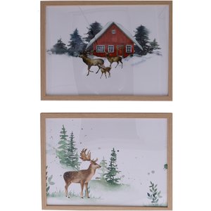 Holz Bild Winter, 2 Motive, L40cm, B30cm, H3cm, natur