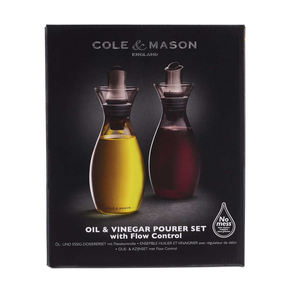 Set Bouteille Huile et Vinaigre avec Bouchon Verseur Ajustable 37cl