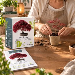 CULTIVEA® Kit Listo para Cultivar 6 Bonsáis - Jardinería y Decoración - Idea de Regalo de Navidad (Arce Rojo, Cercis Chino, Enebro, Liquidambar, Pícea Noruega)