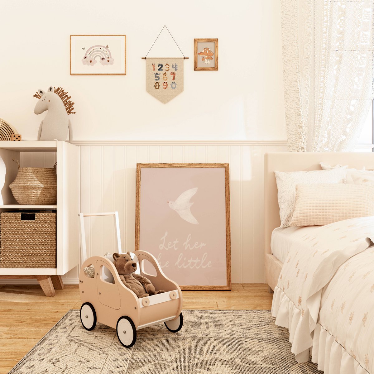 Poster di colombe, poster di colomba della pace, Lascia che sia piccola citazione poster kinderkamer, poster vogel, stampa per ragazze, poster della stanza delle ragazze rosa, poster dell'asilo nido per ragazze