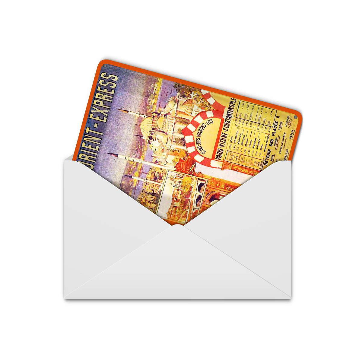 Blechpostkarte Reise 10x14 cm Orient Express Nostalgie Deko Schild