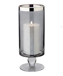 Lantern Stella (H 23 cm, ø 9.5 cm), dark crystal glass with platinum rim, hand-blown