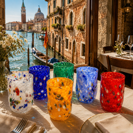 Bellini -bril in Murano Glass, gemaakt op het eiland Murano, Blow and Handmade door Masters Glass - Special Edition - 400 ml.