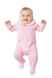 Piger sovedragt med flæsekrave, Pink