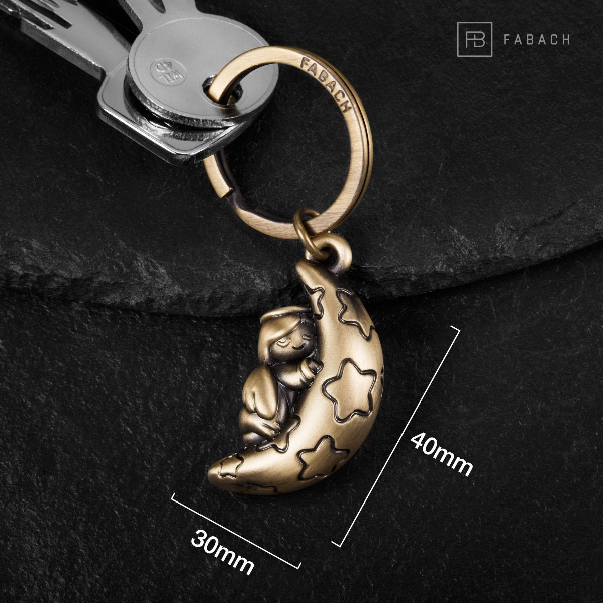 "Moony" guardian angel keychain - angel lucky charm - lucky angel with moon