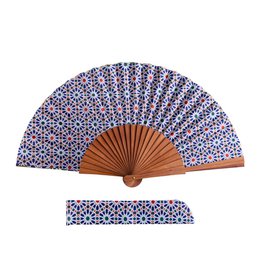 Diamond Mosaic Satin Hand Fan Qamar 23 cm