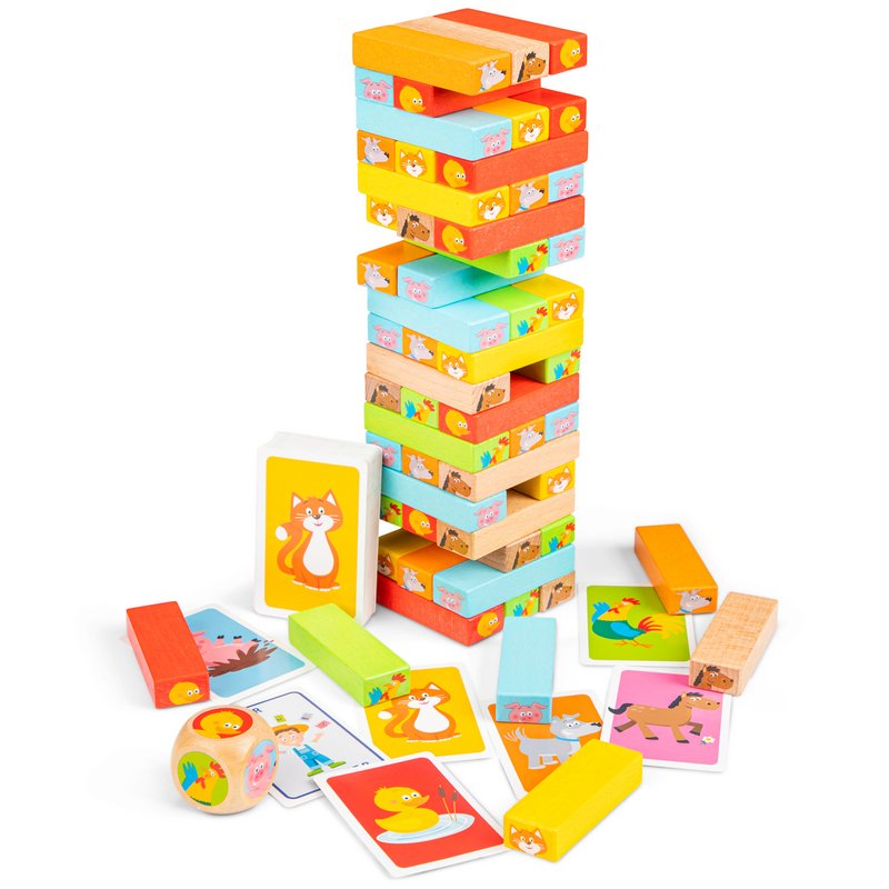 Jeu de tour de blocs en bois