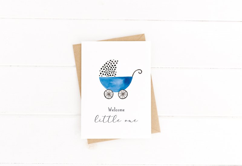 Folded card "Birth card pram" | birth | different colors
