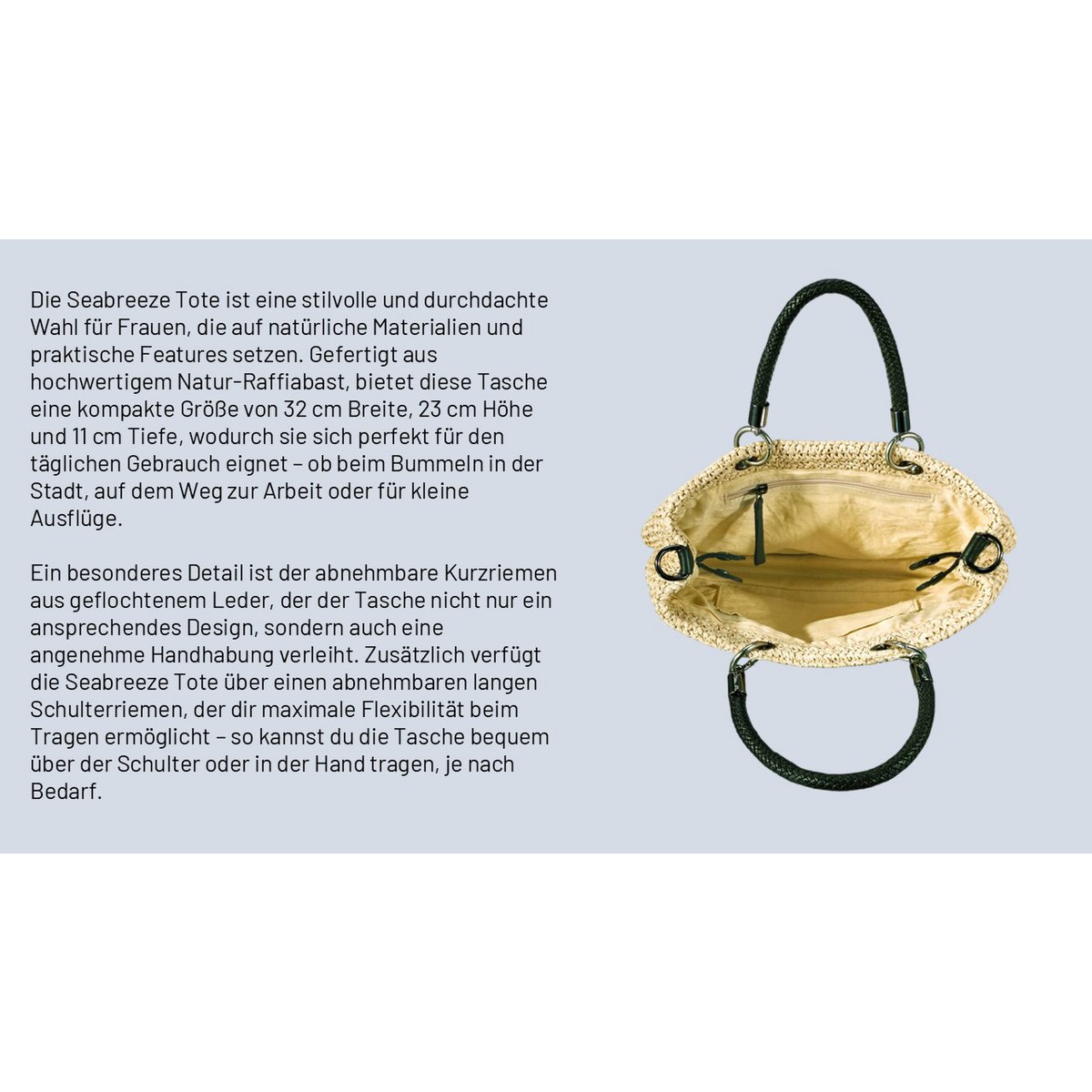 SEABREEZE TOTE raffiabastgrijs