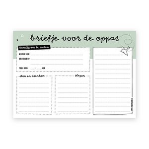 Briefje voor de oppas | Notitieblok A5