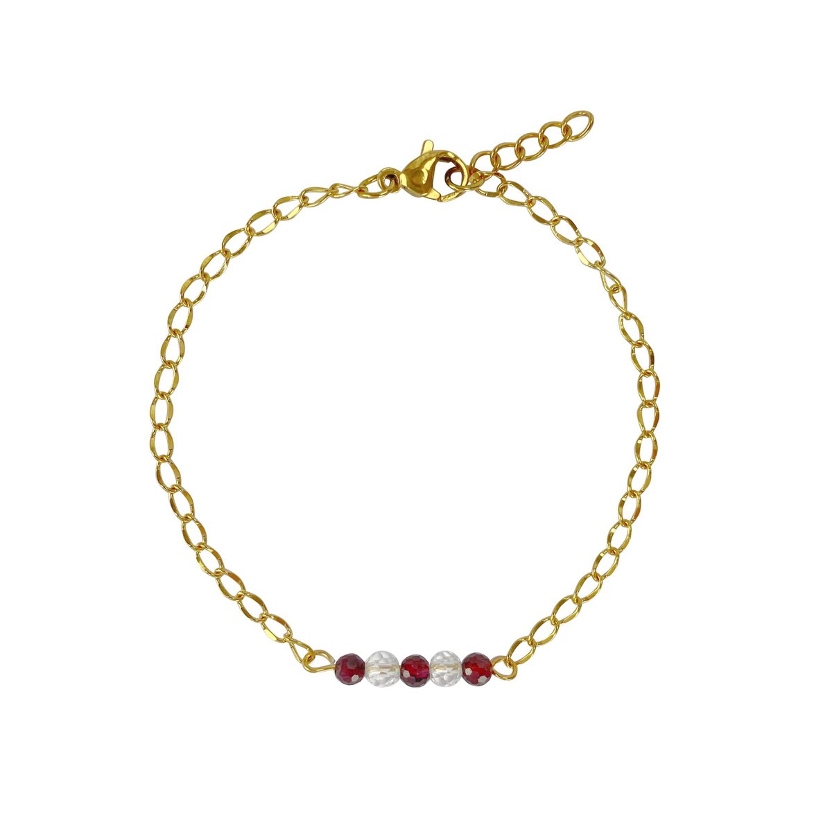 Armbånd Rock Crystal & Granat - Guld