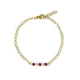 Armbånd Rock Crystal & Granat - Guld
