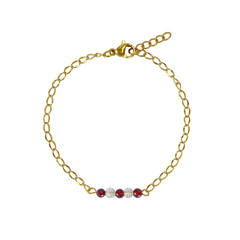 Armbånd Rock Crystal & Granat - Guld