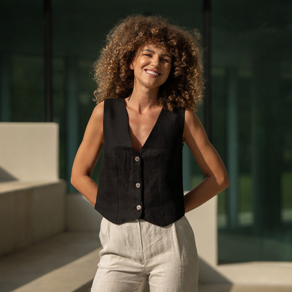 Linnen vest Ava