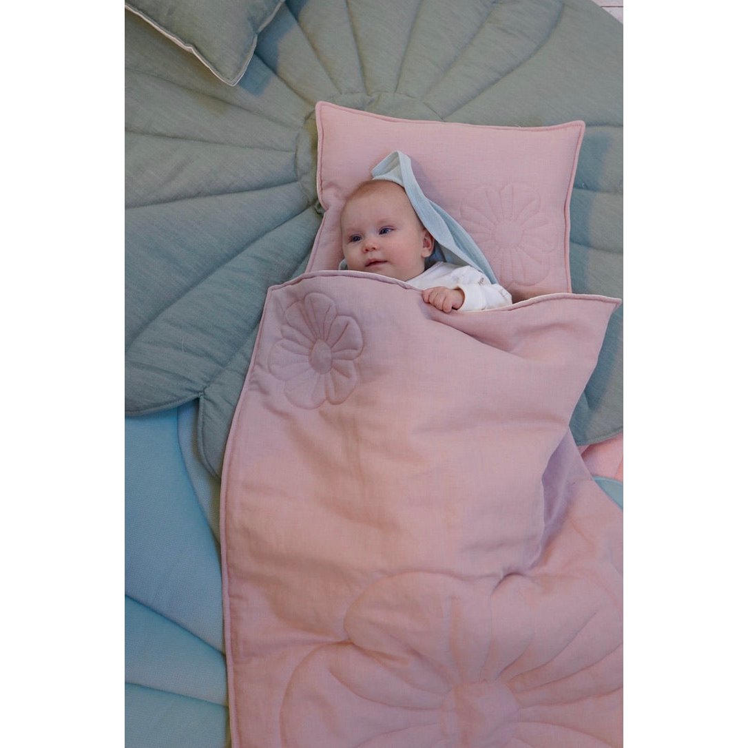 Linnen schelp kinderovertrekset "Poederroze" Groot formaat