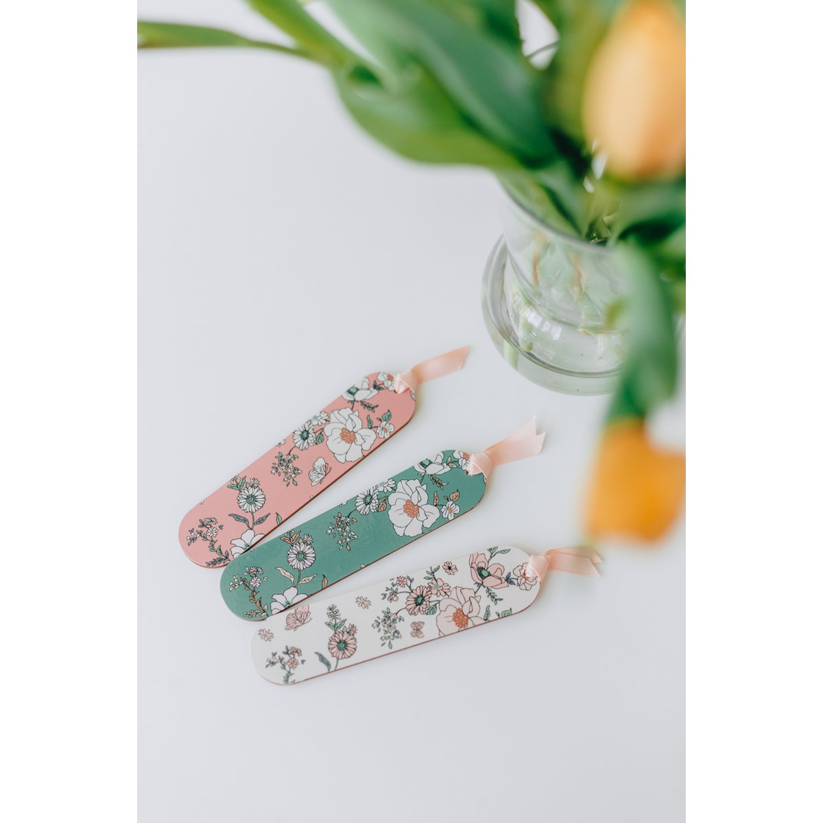 Marque-pages en bois imprimé floral