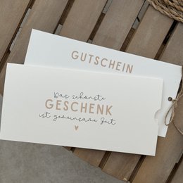 Vouchers met beschrijfbare binnenkant | Voucher voor tijd samen, individuele, bijzondere, natuurlijke kleuren met koord in DIN lang formaat