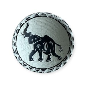 Mini Round Bowl Elephant Kisii stone Black/White