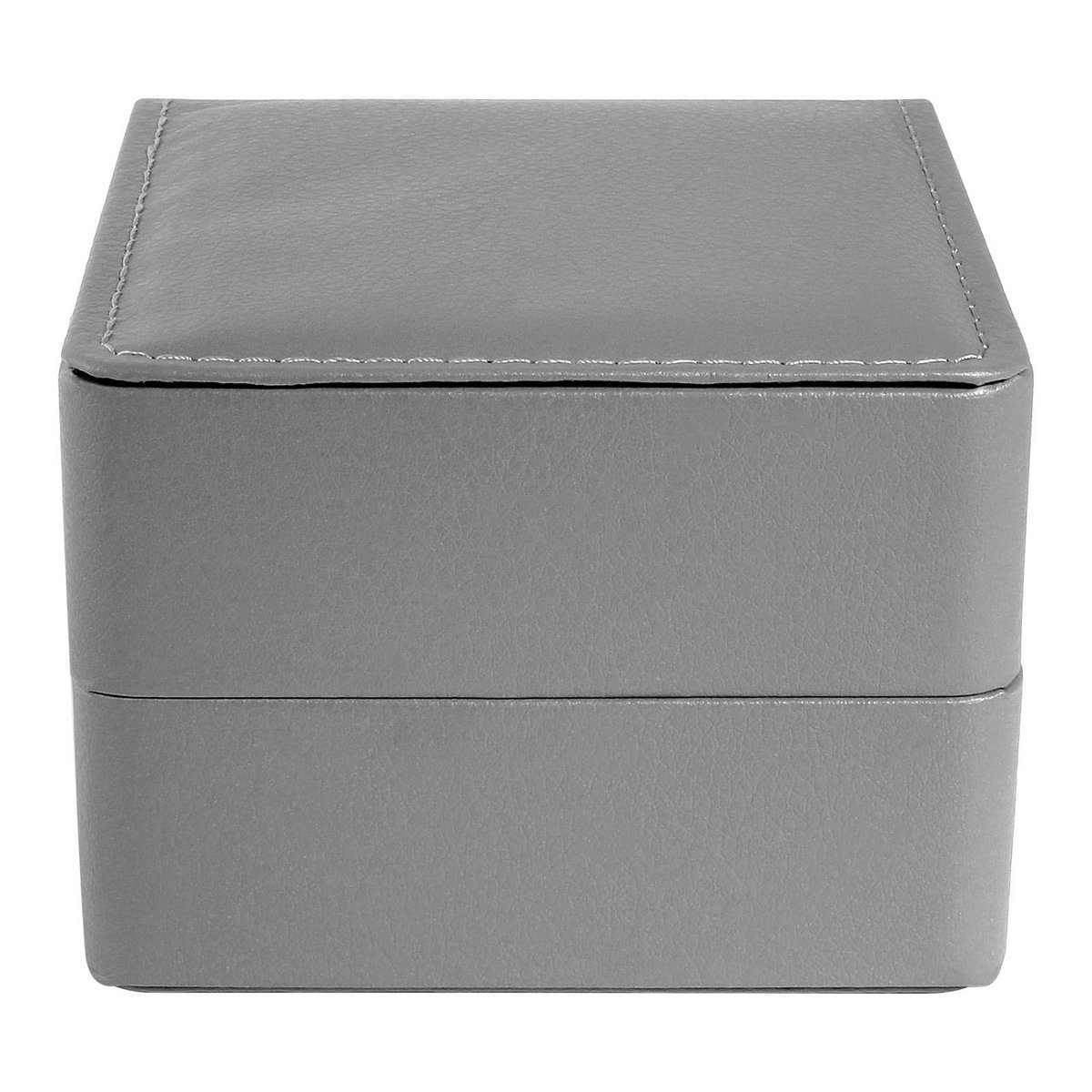 Watch box, hinged with cushion, imitation leather, 11 x 10 x 7.3 cm, gray