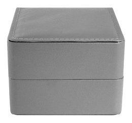 Watch box, hinged with cushion, imitation leather, 11 x 10 x 7.3 cm, gray