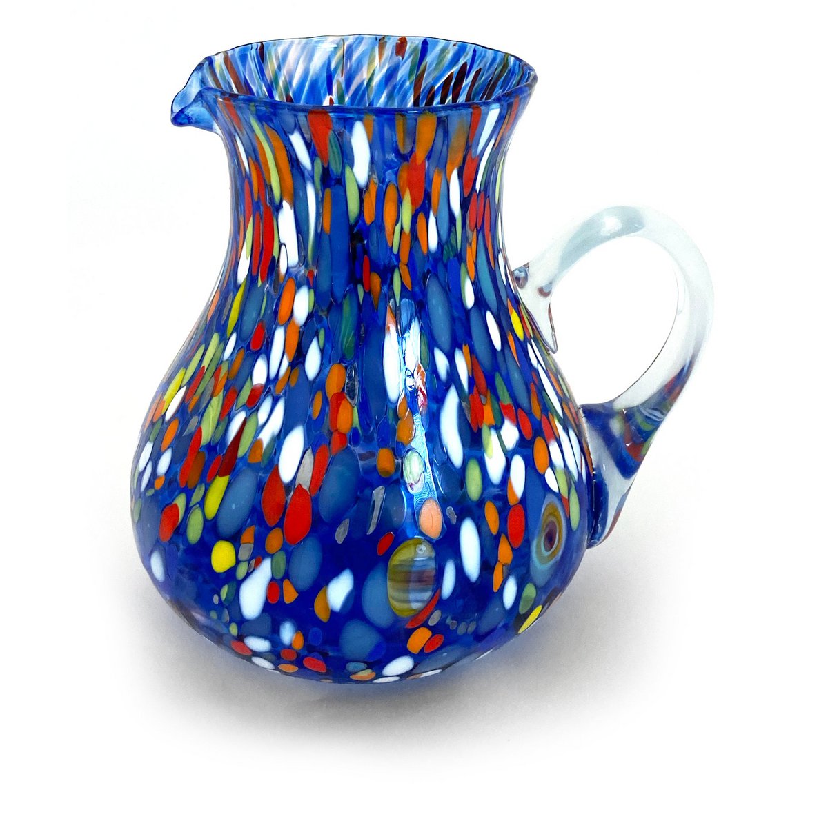 1 CARAFFA CLÁSICA EN VIDRIO HANDO EN LÍNEA MANO CON MURRINE DI MURANO, LÍNEA "I COLORI DI MURANO" 1000 ml. Hecho en Italia