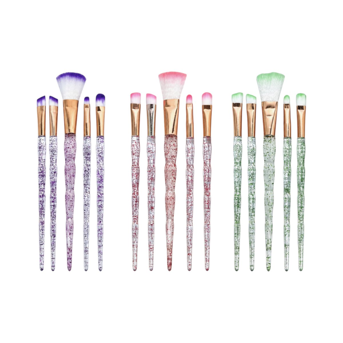 Make-up-Pinsel-Set – 5-teiliges Set mit Glitzergriffen