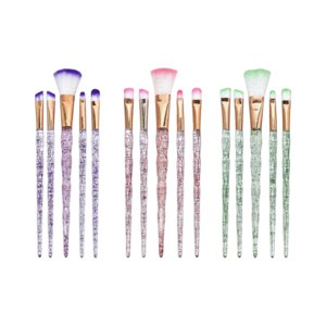 Makeup Brush Set - 5 Piece Glitter Handle Kit
