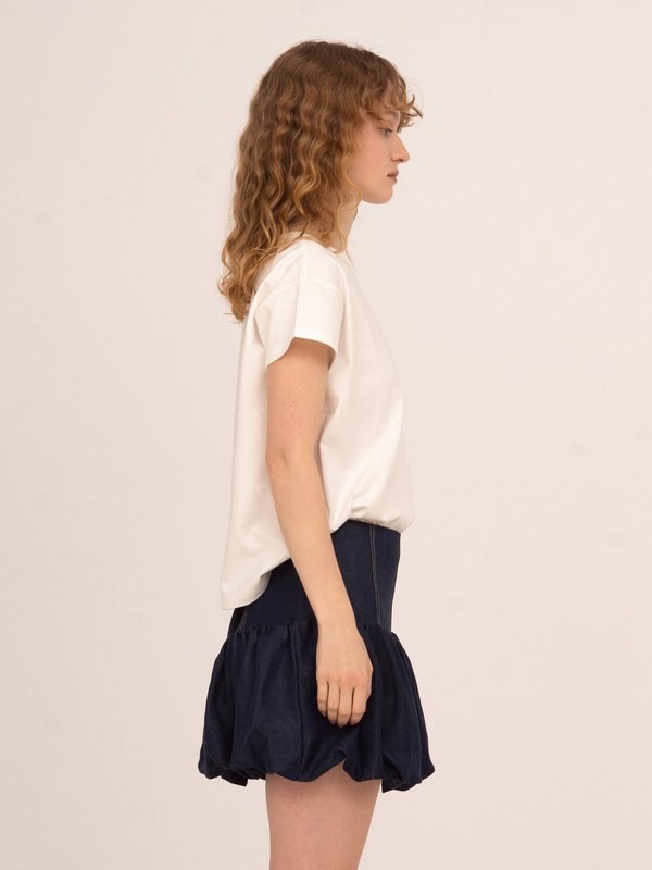 Carmen wit T-shirt met patchdetail