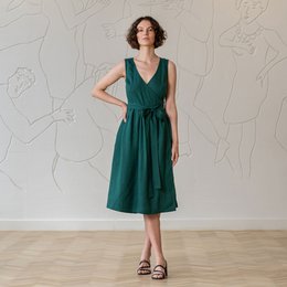 Leinen-Wickelkleid Macie