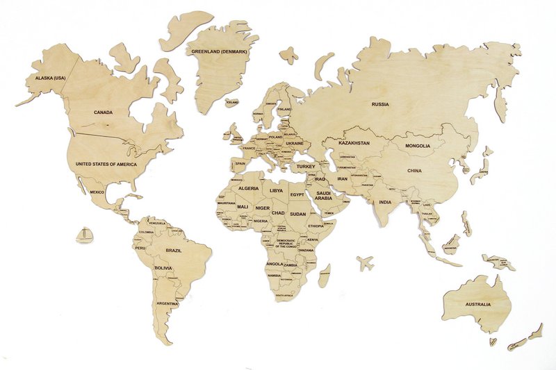 Mappa del mondo in legno, mappa del mondo in legno