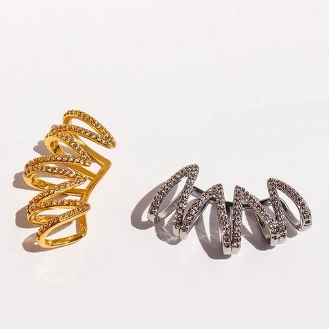 Geometric Pavé Wrap Ear Cuff