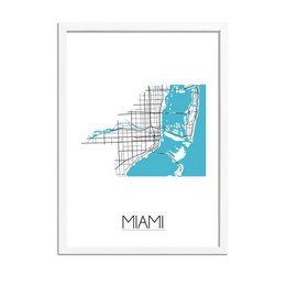 Cartel del mapa de Miami